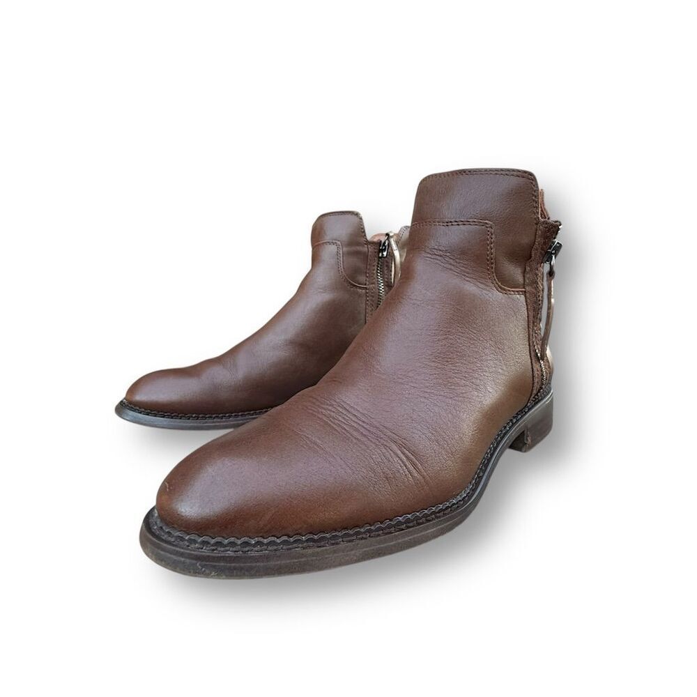 Franco Sarto Women's Brown Leather Ankle Booties Size 8 Casual - Picture 15 of 16
